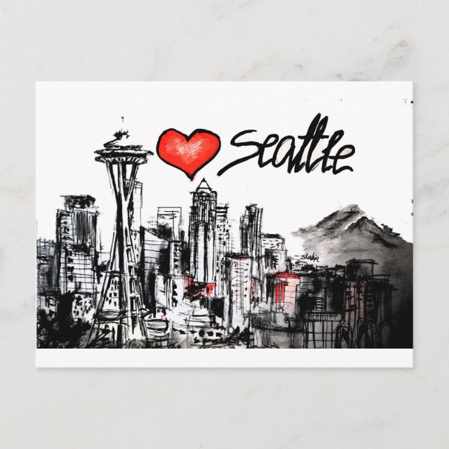 Carte Postale J'aime Seattle (Devant)