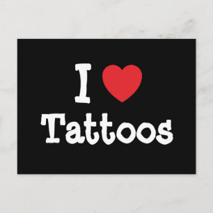 Carte Postale J'aime Tattoos coeur personnalisé