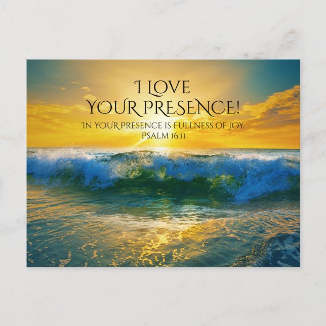 Carte Postale J'Aime Votre Présence, Psaume 16:11 Océan Personna (Devant)