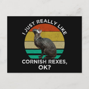 Carte Postale J'aime vraiment beaucoup les Cornish Rex, OK ?