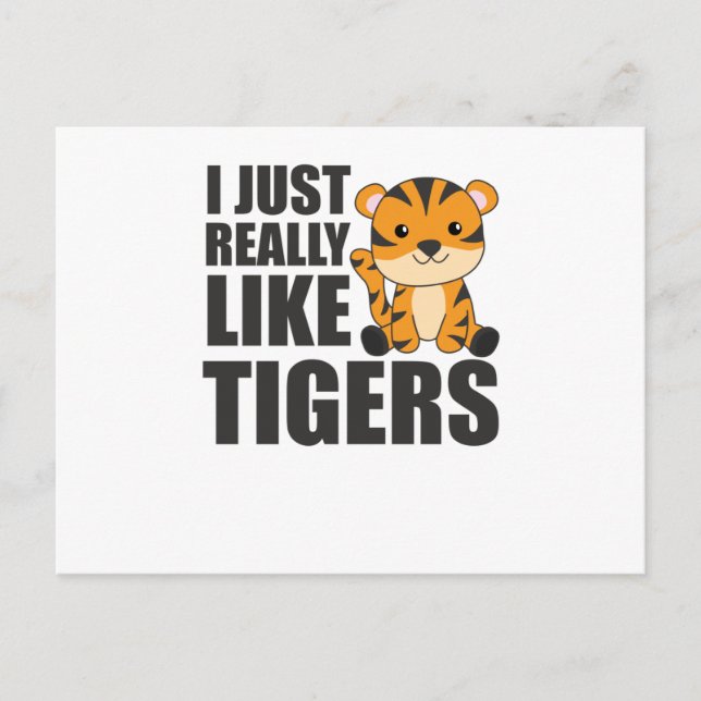 Carte Postale J'aime vraiment Tigers - Sweet Zoo Animaux (Devant)