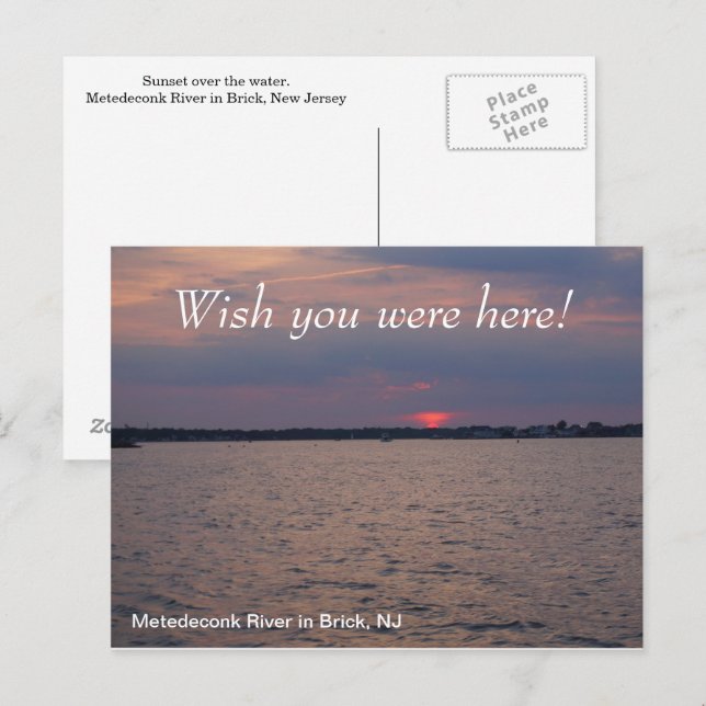 Carte Postale J'aimerais que vous soyez ici au soleil sur l'eau (Devant / Derrière)