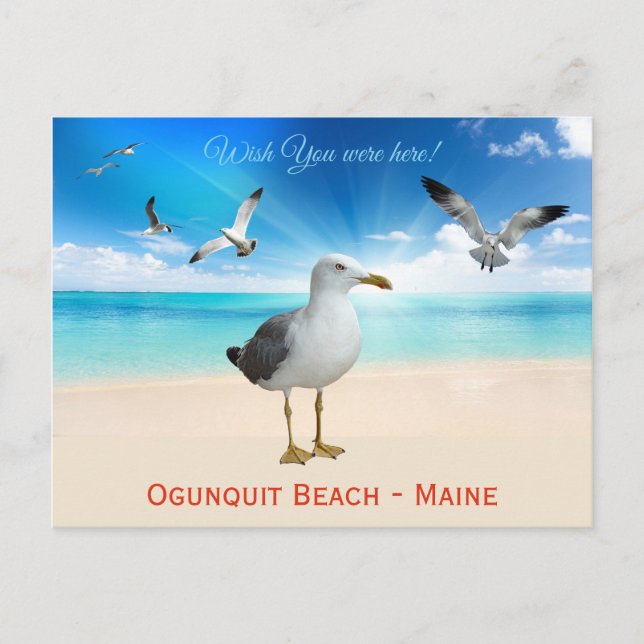 Carte Postale J'aimerais que vous soyez ici ! Ogunquit Beach, Ma (Devant)