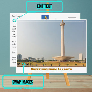 Carte Postale Jakarta Indonésie avec le Monument National Modern