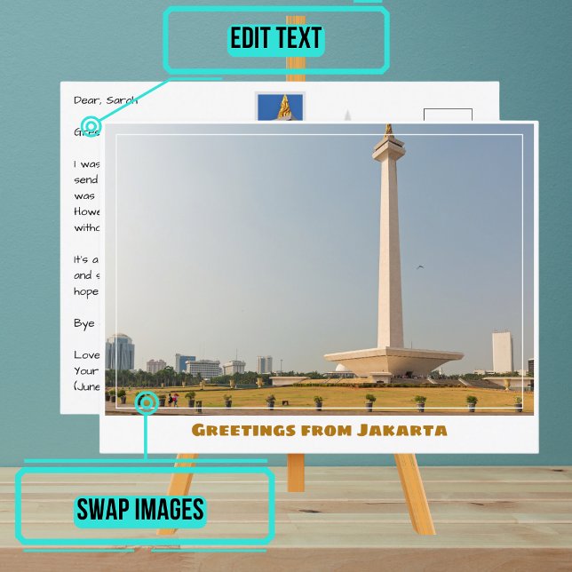 Carte Postale Jakarta Indonésie avec le Monument National Modern (Share your experiences with these stylish template postcards.)