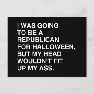 CARTE POSTALE J'ALLAIS ÊTRE RÉPUBLICAIN POUR HALLOWEEN