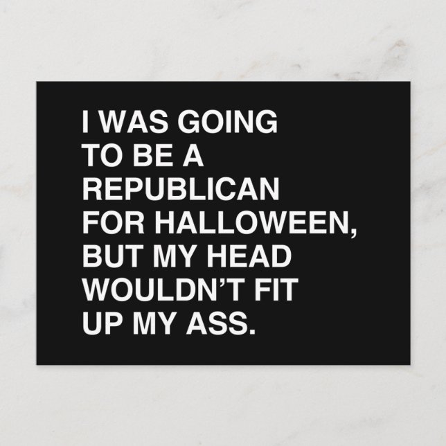 CARTE POSTALE J'ALLAIS ÊTRE RÉPUBLICAIN POUR HALLOWEEN (Devant)