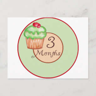 Carte Postale Jalon de 3 mois de cupcake
