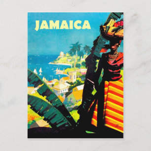 Carte Postale Jamaïque, Jamaïcaine avec corbeille de fruits