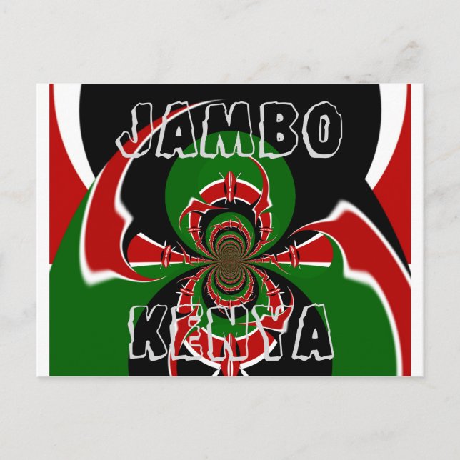 Carte Postale Jambo Kenya BLACK RED GREEN GRAPHIQUE HAKUNA MATAT (Devant)