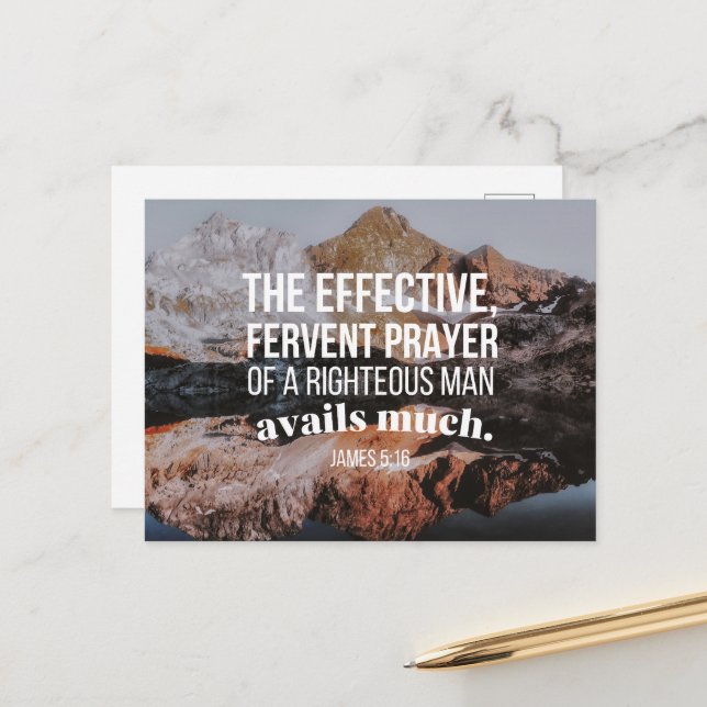Carte Postale James 5:16 NKJV La prière fervent efficace (Devant/Arrière en situation)
