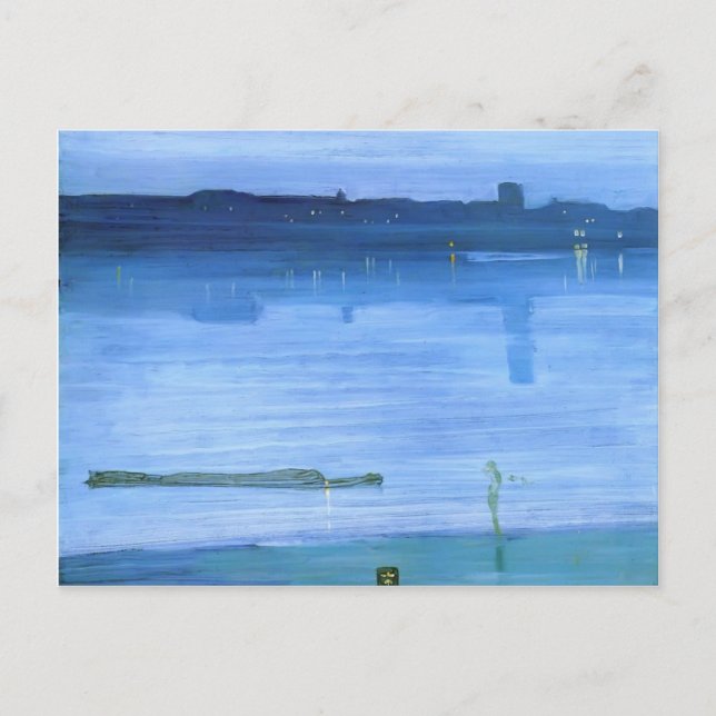 Carte Postale James Whistler - Nocturne, bleu et argent : Chelse (Devant)