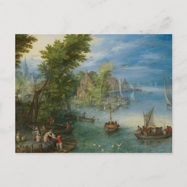 Carte Postale Jan Brueghel l'Ancien - Paysage fluvial (Devant)