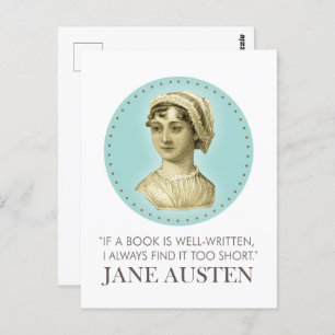 Carte Postale Jane Austen Portrait et citation sur la lecture