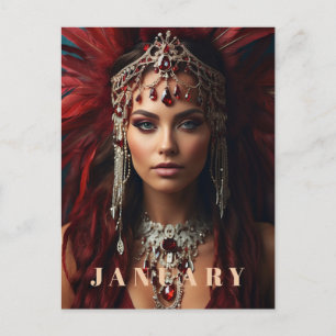 Carte Postale *~* JANVIER Headdress Boho GARNET AP53