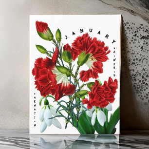 Carte Postale Janvier Mois Fleurs de neige