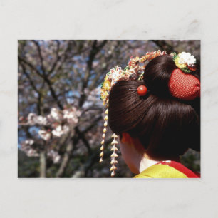 Carte Postale Japon, Kyoto. Vue arrière gros plan de geisha's