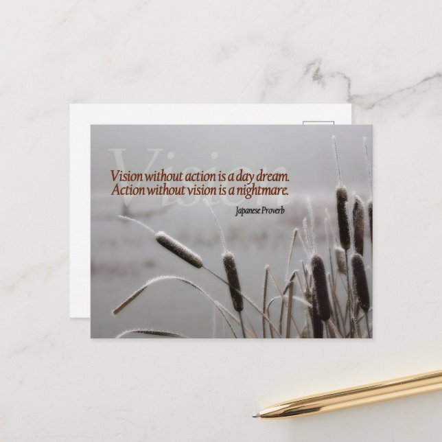 Carte Postale Japon Proverbe Inspiration Citation Action Vision (Devant/Arrière en situation)