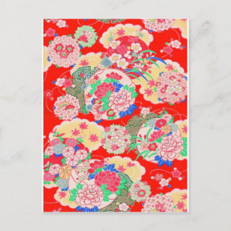 Carte Postale Japon, Sakura, Kimono, Origami, Chiyogami, Fleur,