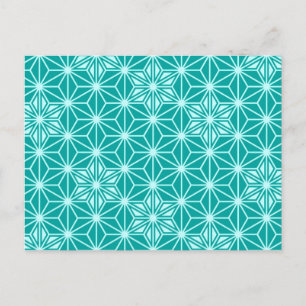 Carte Postale Japonais Asanoha motif - turquoise