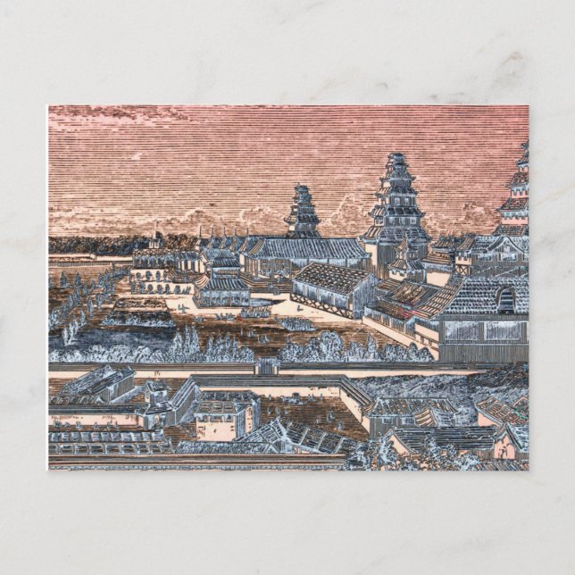 Carte Postale Japonais Edo Tokyo Castle Palace Complexe Engravin (Devant)