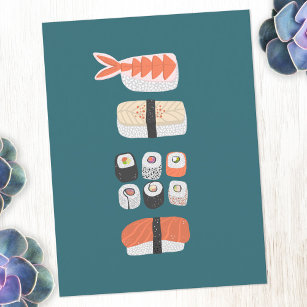 Carte Postale Japonais Sushi Nigiri Maki