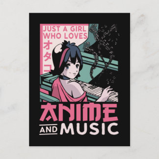 Carte Postale Japonaise Anime Music Girl Otaku Piano Musicien