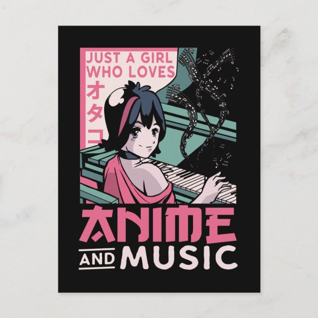 Carte Postale Japonaise Anime Music Girl Otaku Piano Musicien (Devant)