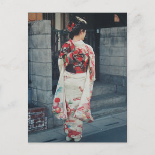 carte postale japonaise kimono vacances