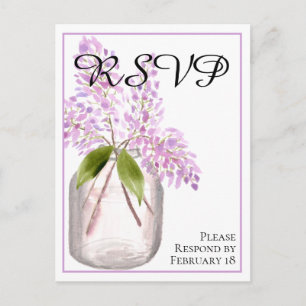 Carte Postale Jar de Lilacs Rustic Watercolor Wedding RSVP