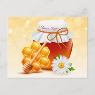 Carte Postale Jar de miel, peigne de miel, Daisy Rosh Hashanah