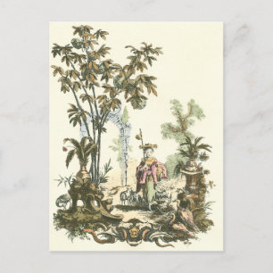 Carte Postale Jardin asiatique avec femme et animaux