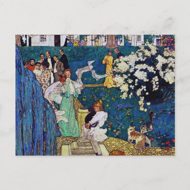 Carte Postale Jardin avec chat, Jessie Willcox Smith (Devant)