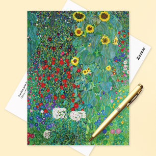 Carte Postale Jardin avec Tournesol Gustav Klimt