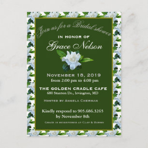Carte Postale Jardin blanc de gardénias pour la fête de mariage