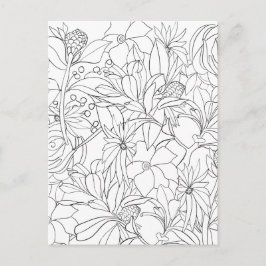 Carte Postale Jardin blanc noir floral