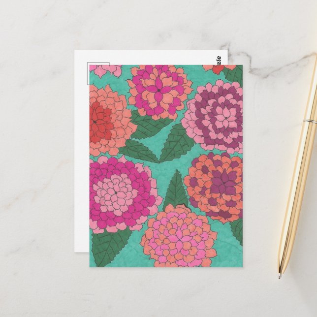 Carte Postale Jardin Dahlia (Devant/Arrière en situation)