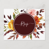 Jardin d'automne Bourgogne Aquarelle Mariage RSVP