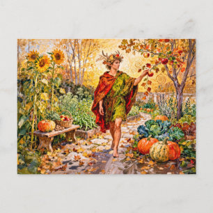 Carte Postale Jardin d'automne du dieu romain Faunus