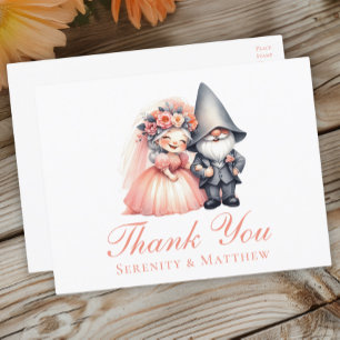 Carte Postale Jardin de bois Gnome Merci Mariage orange