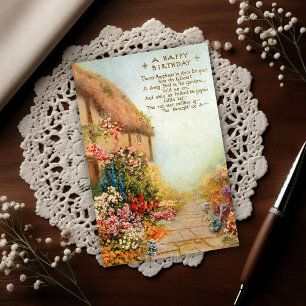 Carte Postale Jardin de cottage vintage 1917 Anniversaire