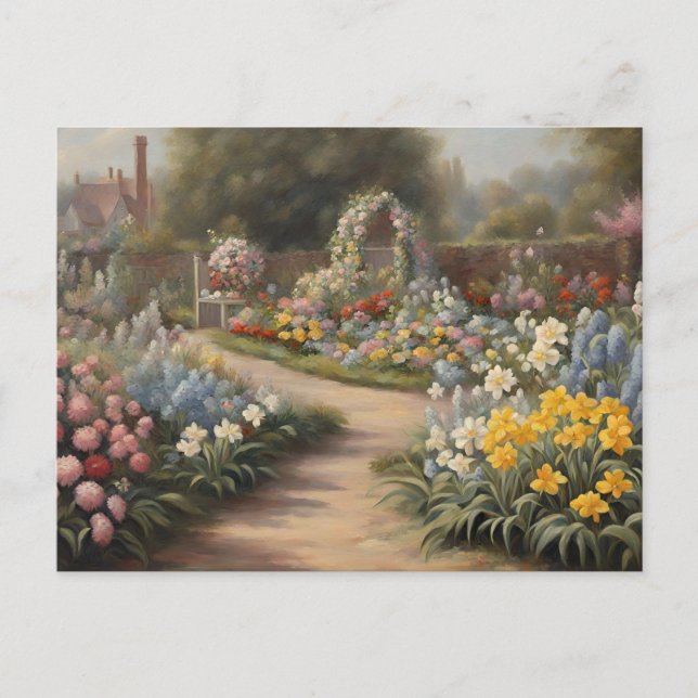 Carte Postale Jardin de fleurs d'été vintage  (Devant)
