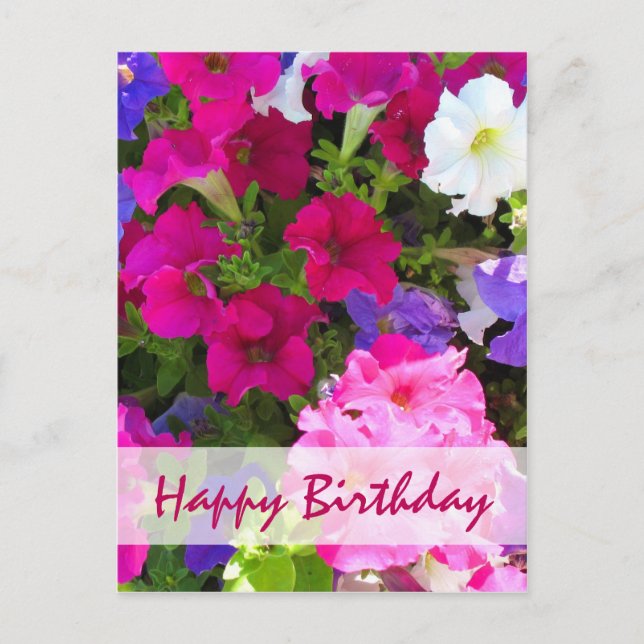 Carte Postale jardin de fleurs heureux anniversaire (Devant)