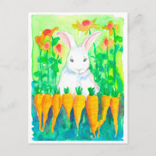 Carte Postale Jardin de printemps du lapin blanc