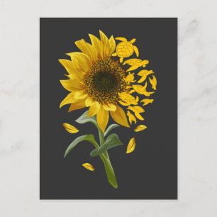 Carte Postale Jardin de tournesol de tortue Océan Sensibilisatio