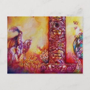 CARTE POSTALE JARDIN DES OMBRES PERDUES, CHEVALIER ET CHEVAL