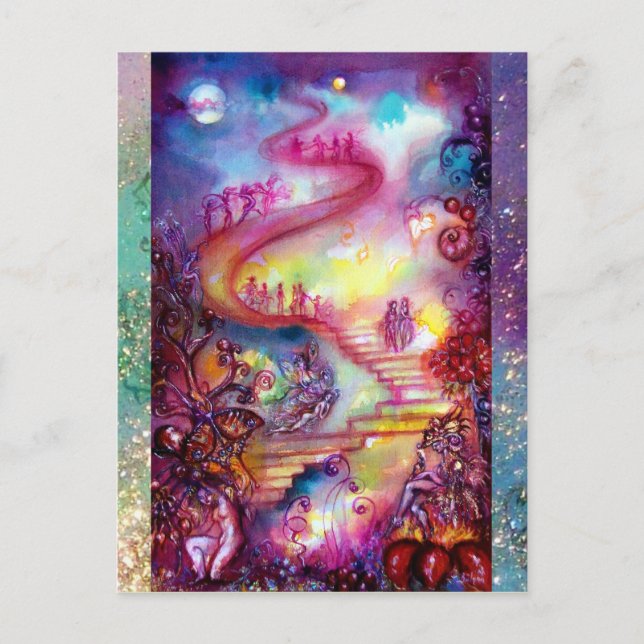 CARTE POSTALE JARDIN DES OMBRES PERDUES / ESCALIERS MYSTIQUES (Devant)
