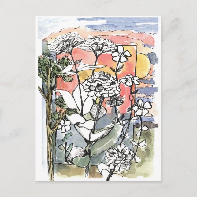 Carte Postale Jardin d'été Sunset d'automne Désert (Devant)