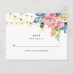Carte Postale Jardin Fête, Fleurs et Lumières de scintillement R