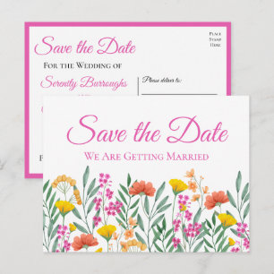 Carte Postale Jardin fleur sauvage Mariage Floral Enregistrer La